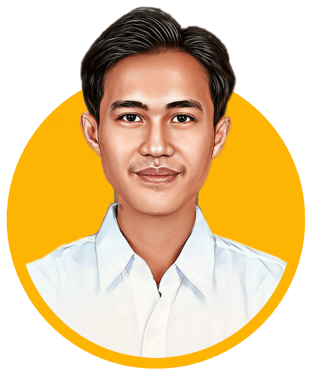 A man in a alice blue shirt with a thinking expression